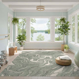 Green Marble Swirl Green Area Rug