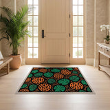 ODIKA Washable Monstera & Leopard Print Area Rug - Non-Slip Low Pile