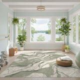 Sage Green Marble Flow Area Rug
