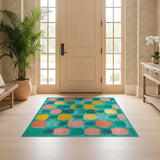 ODIKA Tropical Pineapple Colorful Washable Area Rug - Non-Slip Low Pile
