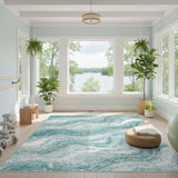Teal Marble Swirl Area Rug