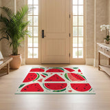 ODIKA Washable Watermelon Print Area Rug - Low Pile Non-Slip Nursery & Kitchen Décor
