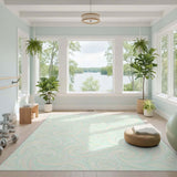 Mint Green Swirl Washable Area Rug