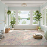 Pastel Swirl Spiral Washable Area Rug