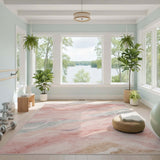 Pink Soft Pink Abstract Wave Area Rug