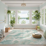 Coastal Seashell Starfish Blue Teal Area Rug