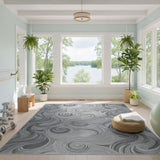 Abstract Area Grey Swirl Spiral Abstract Area Rug