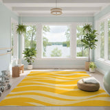 Yellow Abstract Area Yellow Abstract Wave Area Rug