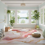 Pink Gold Marble Abstract Area Rug