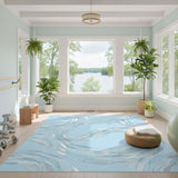 Blue Fish Swirl Washable Area Rug