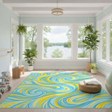 Swirl Blue Swirl Abstract Area Rug