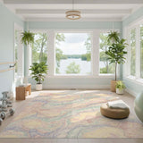 Pastel Marble Swirl Abstract Area Rug