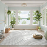 Abstract Area Grey Wavy Lines Abstract Area Rug