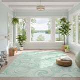 Teal Swirl Abstract No. 5 Area Rug