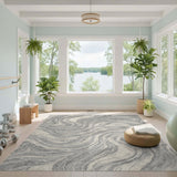 Abstract Area Grey Marble Swirl Area Rug