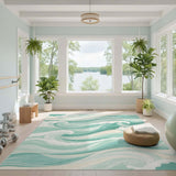 Teal Coastal Wave Area Rug