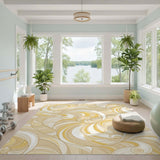 Yellow Swirl Abstract Yellow Area Rug