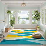 Blue and Teal Blue Teal Wave Area Rug