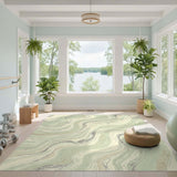 Green Marble Swirl Abstract Area Rug