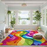 Vivid Rainbow Swirl Area Rug