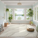 Abstract Area Beige Wavy Contour Abstract Area Rug