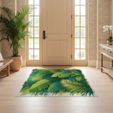 ODIKA Tropical Banana Leaf Washable Rug - Low Pile Non-Slip Botanical Area Rug