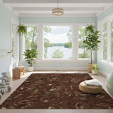 Brown Abstract Swirl Area Rug