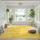 Yellow Flowing Waves Dot Area Rug
