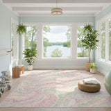 Pink Pastel Marble Swirl Area Rug