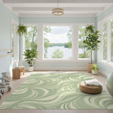 Green Sage Green Swirl Abstract Area Rug
