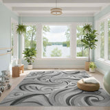 Black and White Black White Swirl Abstract Area Rug