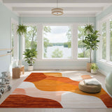 ODIKA Warm Orange Abstract Wave Area Rug