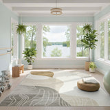 Abstract Area Abstract Beige Wave Area Rug