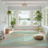 Teal Wave Flow Area Rug