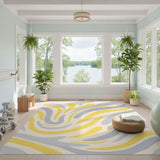 Yellow Abstract Area Yellow Swirl Abstract Area Rug