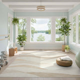 Serene Beige Abstract Wave Area Rug