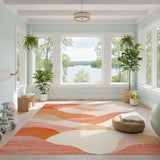 Wavy Orange Abstract Orange Area Rug