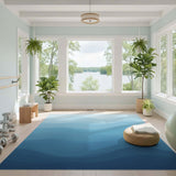 Blue Layered Wave Area Rug