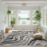 Navy Marble Swirl Area Rug