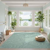 Teal Swirl Abstract No. 6 Area Rug