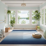 Blue and Teal Blue Gradient Stripe Area Rug