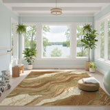 Marble Swirl Brown Area Rug