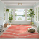 Pink Abstract Wave Pink Area Rug