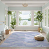 Wavy Abstract Area Wavy Blue Teal Abstract Area Rug