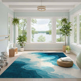 Blue and Teal Abstract Area Blue Teal Wave Abstract Area Rug
