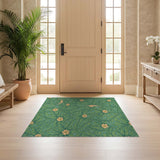 ODIKA Botanical Fern Vintage Washable Rug - Non-Slip Low Pile Area Rug