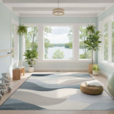Blue Wave Abstract Blue and Teal Area Rug