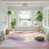 Abstract Purple Pink Wave Area Rug