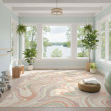 Multi-color and Patterns Pastel Marble Swirl Abstract Area Rug