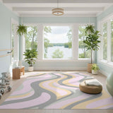 Multi-color and Patterns Pastel Wavy Abstract Area Rug